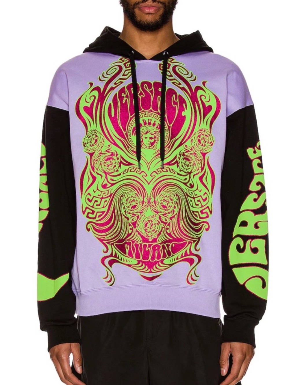 Versace Black and Purple Hoodie with Graphic Design RARE
